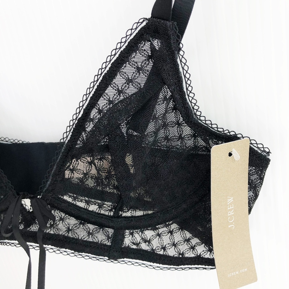 J. Crew Black Sheer Lace Sexy Underwire Bra 32 A - Picture 5 of 8